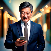 スマホを見て困っている営業マン